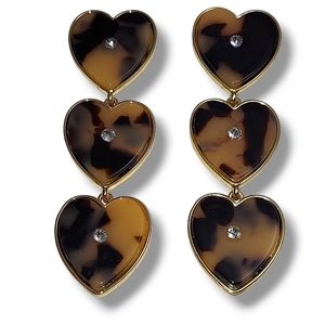 BAUBLEBAR Heart Earrings Ciara Amour  Tortoise Resin Drop Triple Tier